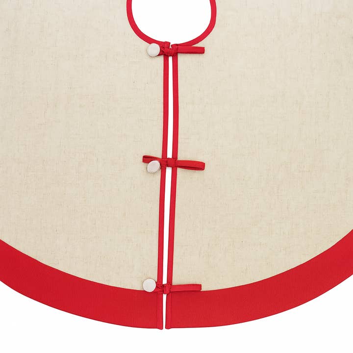 Fennco Styles - Wholesale Tree Skirt - Red Natural Embroidered Holly 53" Round Christmas Tree Skirt3