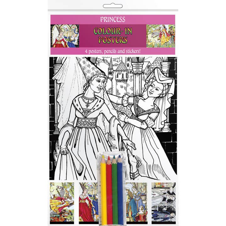 Set di cartoline da colorare A5 - Principessa per la vendita all'ingrosso da parte di Timeline Gifts Ltd