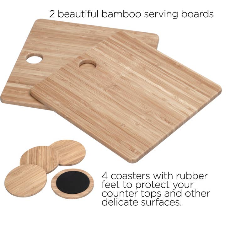 MobileVision - Wholesale Serving Tray - Bamboo Wine & Cheese Serving Tray with Drawer5
