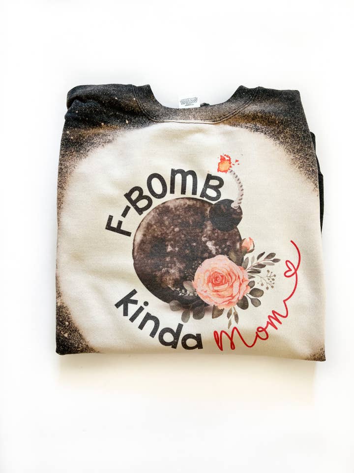 Wandering Owl Designs - Wholesale Graphic Sweatshirt - Women's - F-Bomb Kinda Mom Bleached Sweatshirt