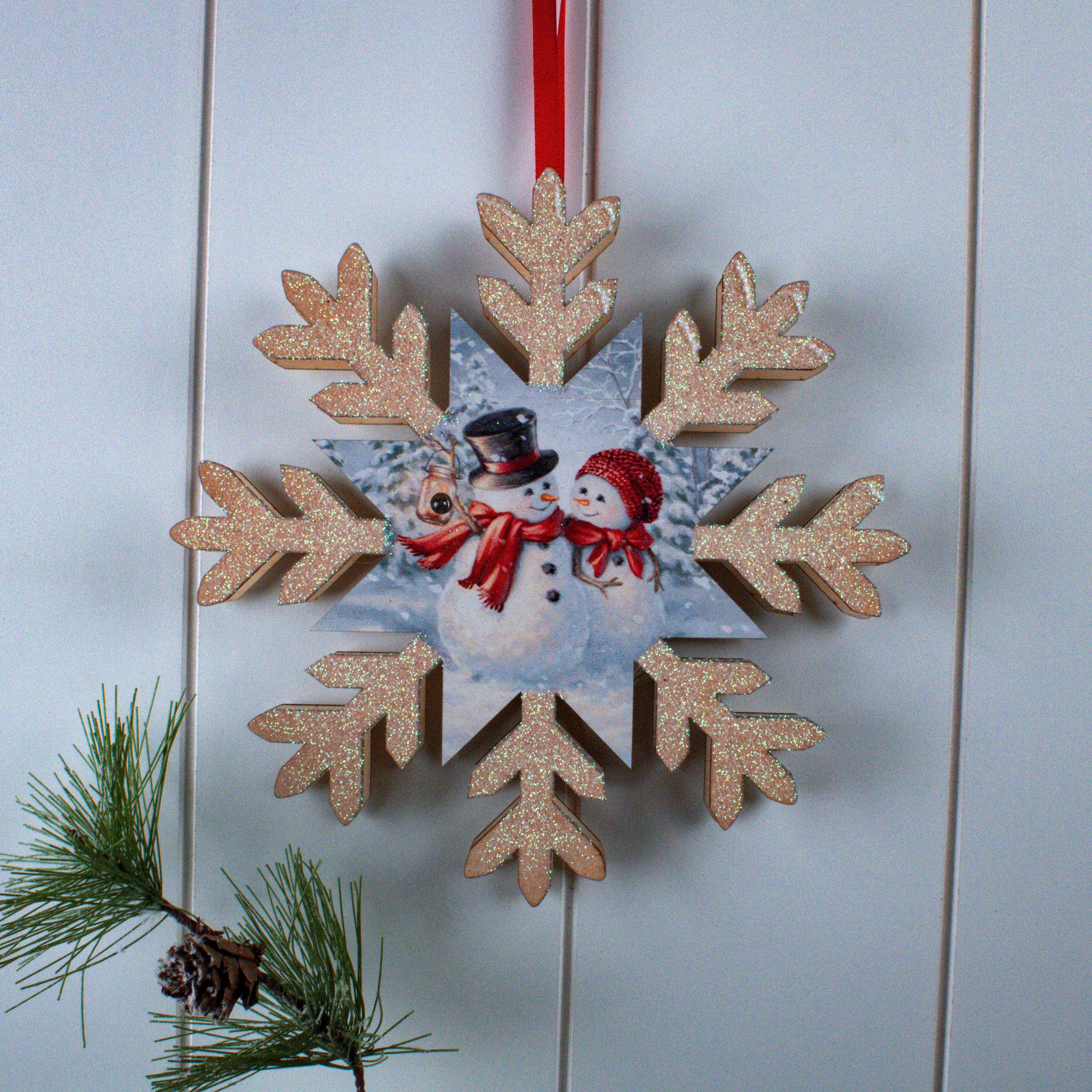 Glow Decor - Wholesale Ornament - Sneeuw Veel Verliefd LED Houten Sneeuwvlok1