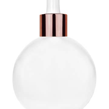 Best Bottles - Wholesale Essential Oil Holder - Round Frosted Glass Bottle with White Dropper - 128ml