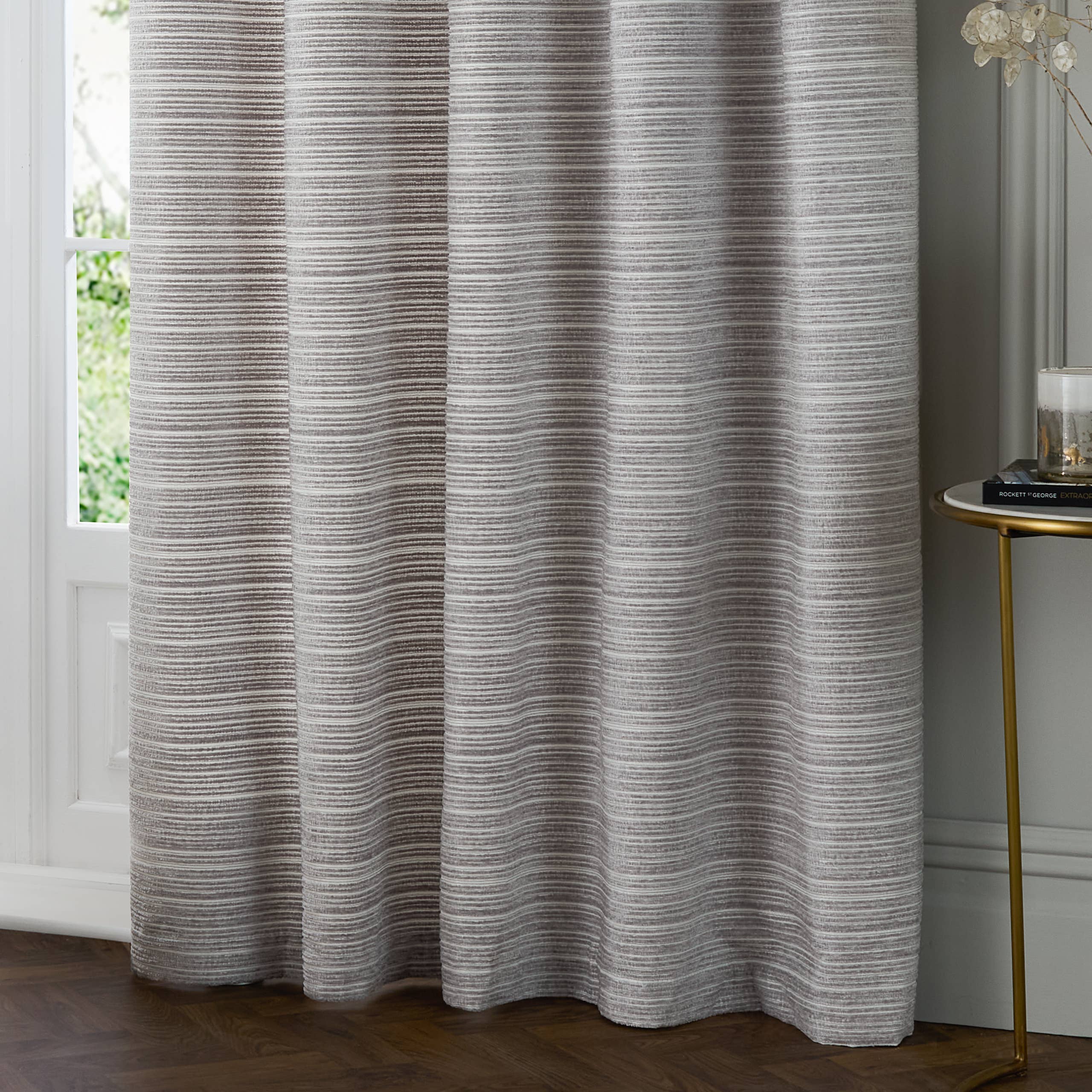 Jupiter Chenille Jacquard Eyelet Curtains Silver for wholesale on Faire3