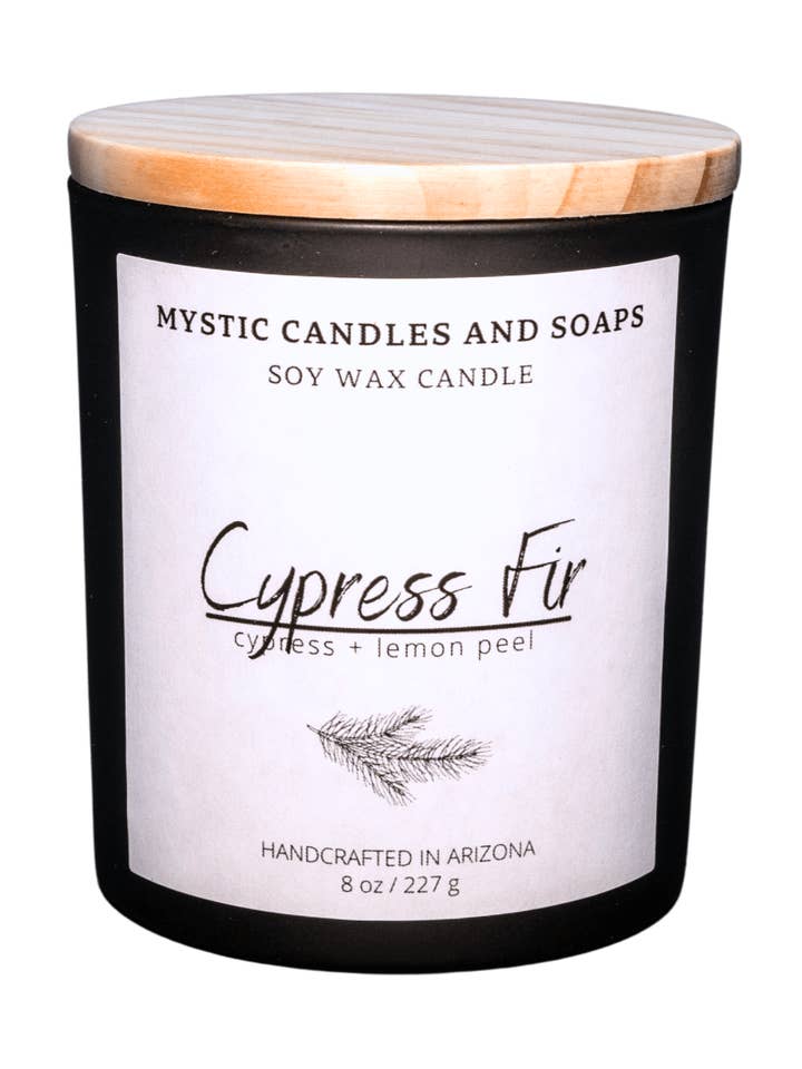 Vela de cera de soja hecha a mano altamente perfumada con abeto de ciprés para venta al por mayor de Mystic Candles