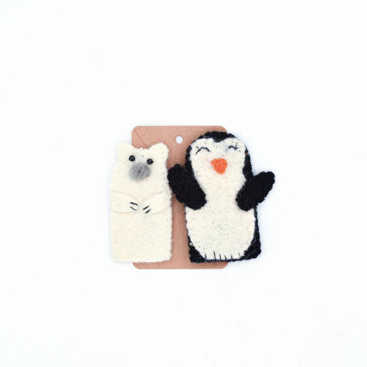 Nivas – Fantoche de dedo - Crianças e bebés por atacado – Finger Puppet - Conjunto Pinguim e Urso Polar
