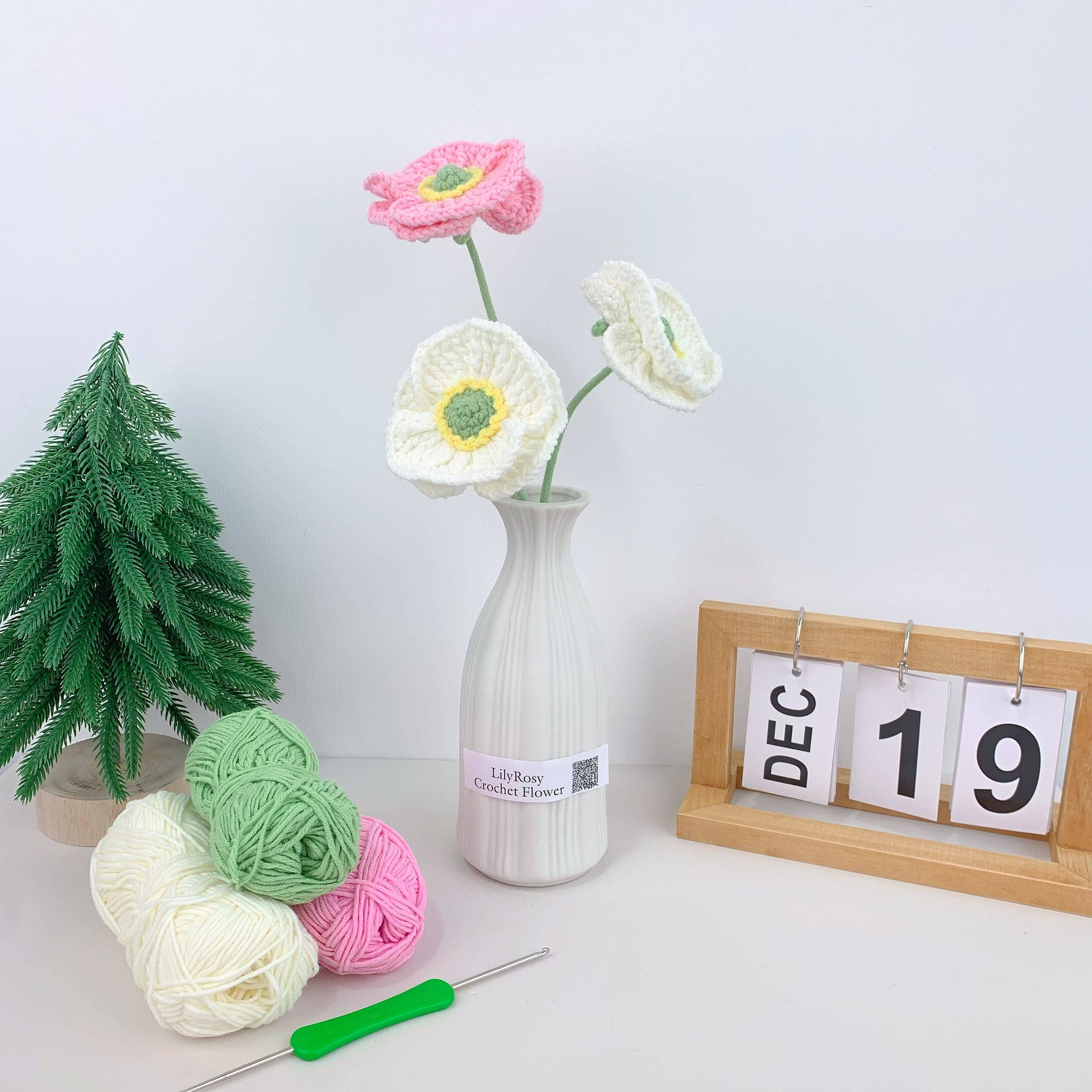 Lilyrosy（Duty free) – Flores artificiais por atacado – Crochet Corn Poppys, Presentes Feitos à Mão para qualquer ocasião11