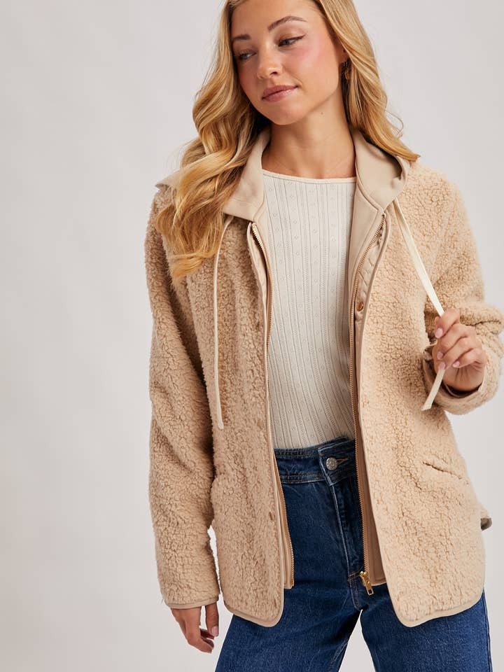 Bluivy - Wholesale Jacket - Women's - SHERPA ADJUSTABLE HOODED JACKET1