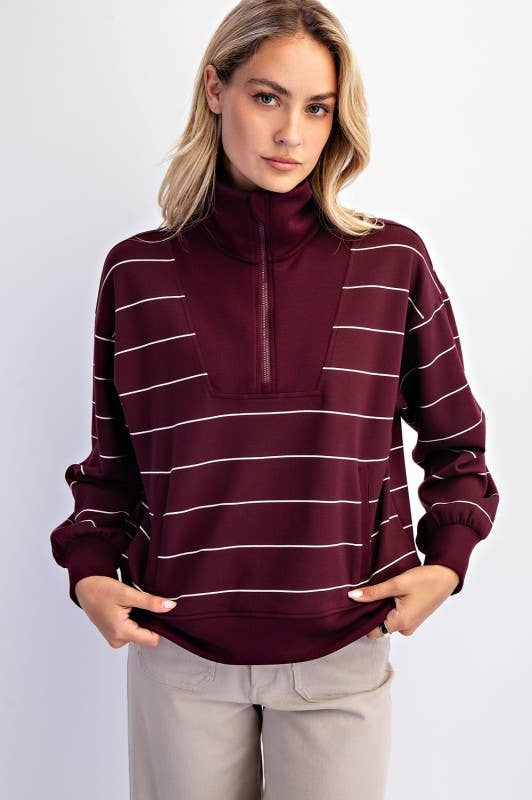 Sunday Morning - Vente Sweat-shirt – femme - T7299PL37 PULL À COL MONTANT À RAYURES ET FERMETURE ÉCLAIR DE GRANDE TAILLE 20