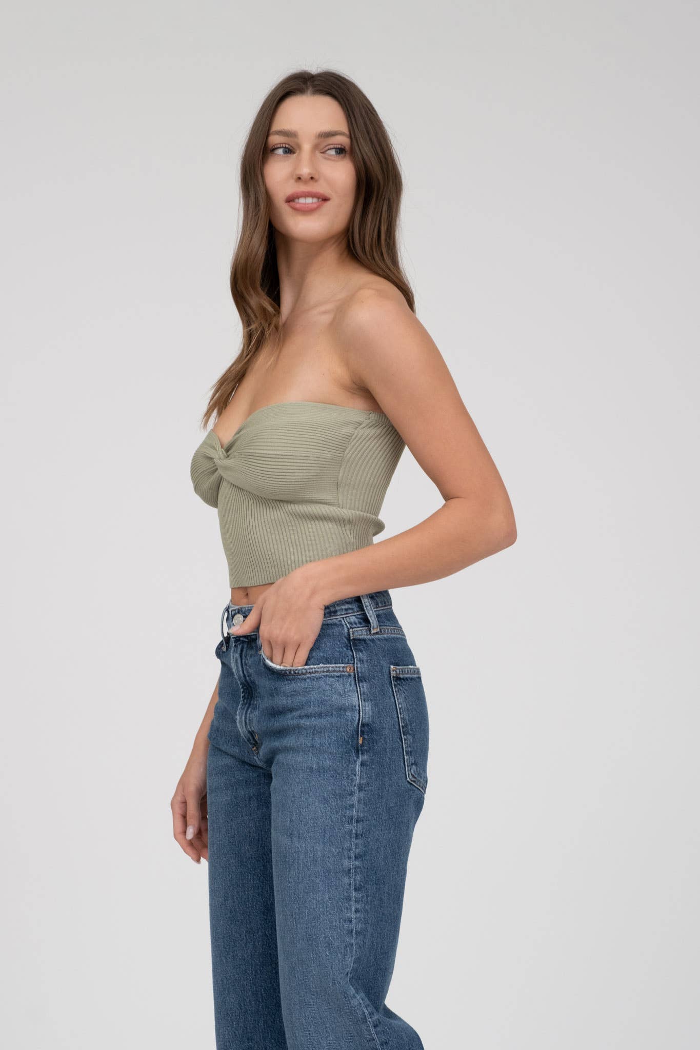 The Workshop Studio - Wholesale Knit Top - Women's - STRAPLESS TWIST FRONT KNIT CROP TOP (PRE-ORDER)32