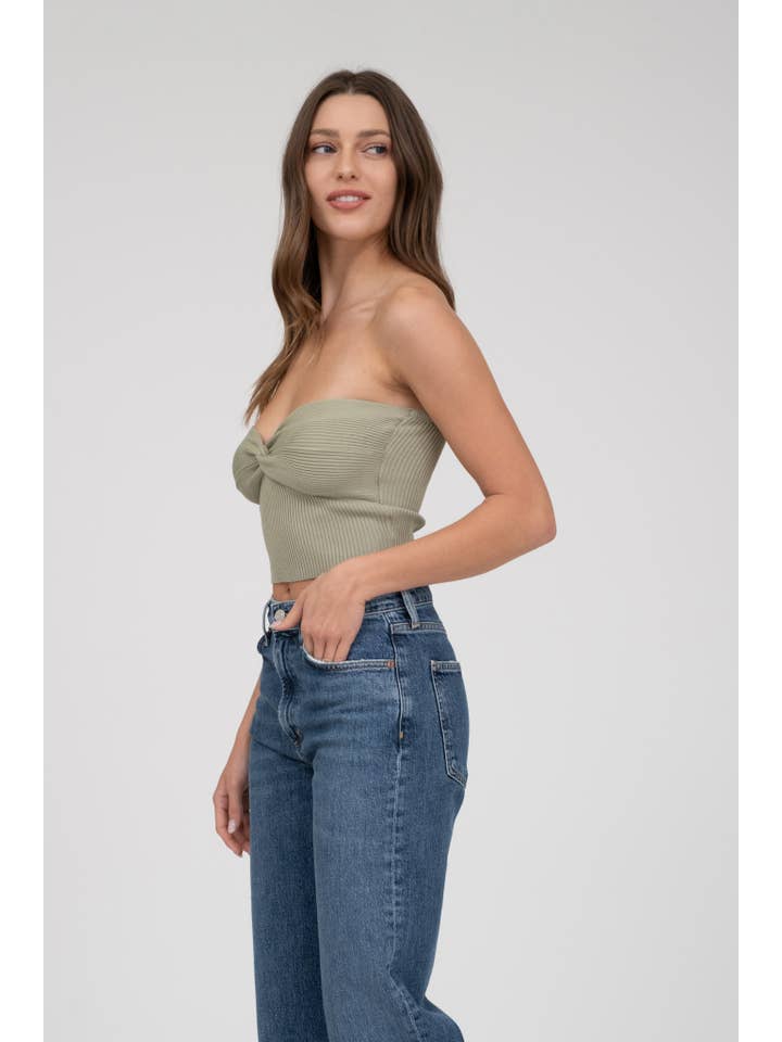The Workshop Studio - Wholesale Knit Top - Women's - STRAPLESS TWIST FRONT KNIT CROP TOP (PRE-ORDER)32