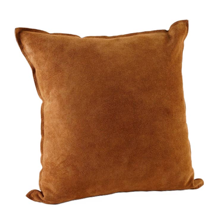 Pillow Leather Suede Cognac 20" X 20" *Cover Only* for wholesale by Luzia Leather Home Collection