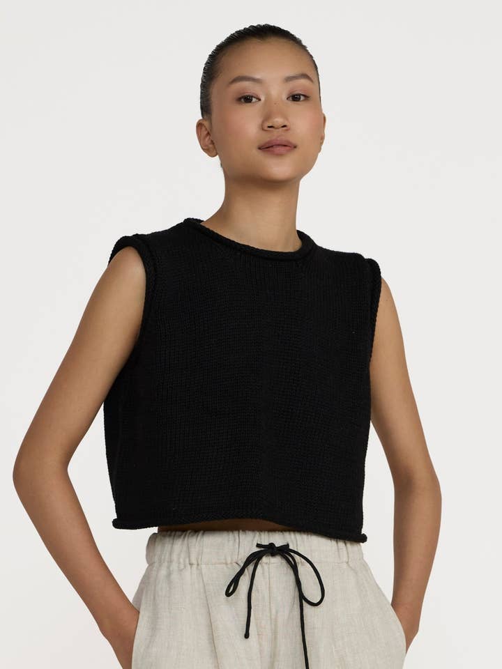 Cropped Knit Tank - Black for wholesale by LAUDE the Label