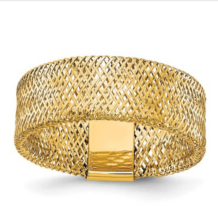 The Audrey - 10k Gold Stretch Mesh Ring for wholesale by AlkemeGold