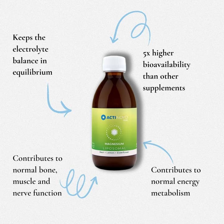 ActiNovo – Suplemento/vitamina oral por atacado – Magnésio lipossomal | manjericão, limão e sabugueiro | vegano2