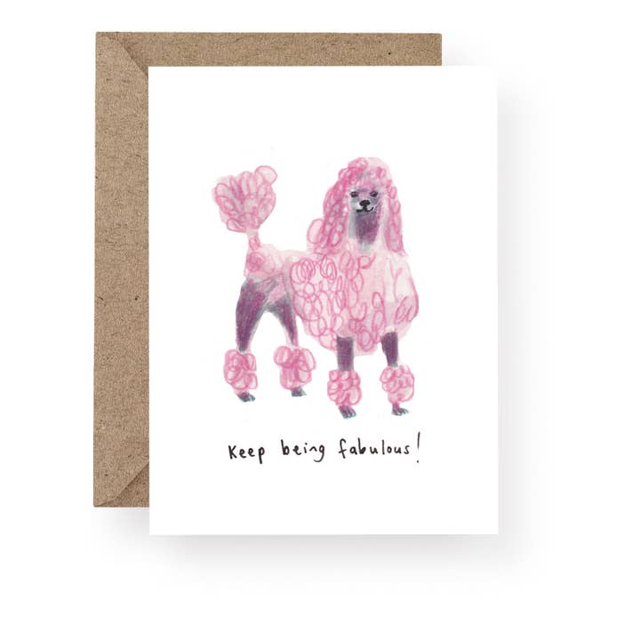 Western Sketch – wholesale Everyday greeting card – WS308 Fabulous Pink Poodle Greeting Card1