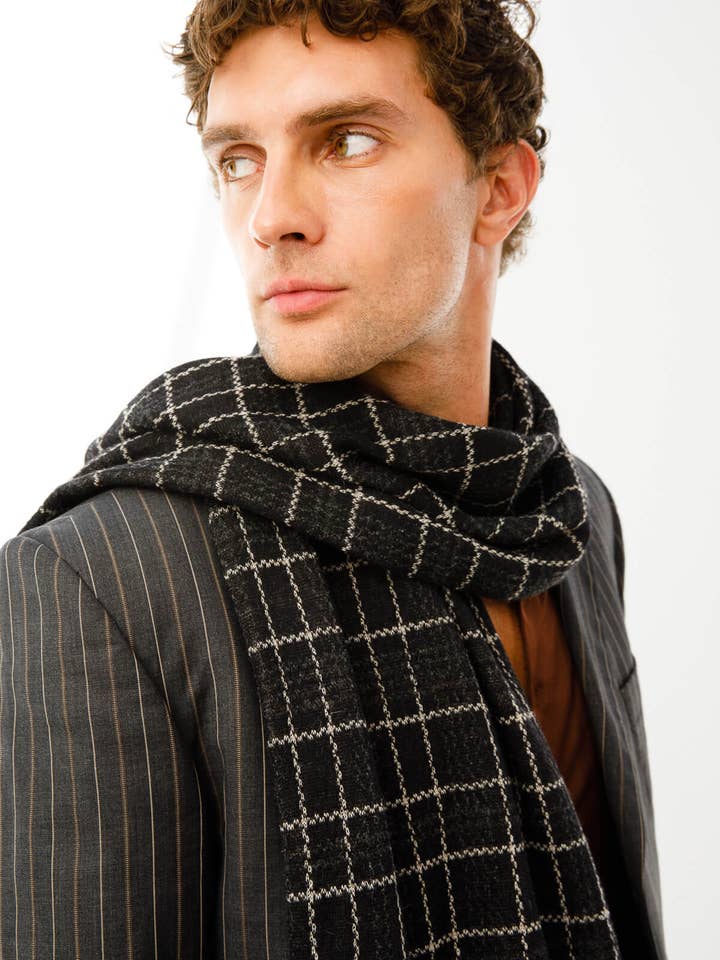 Mohair Mænd Zeus Tørklæde Sort for engroshandel hos Mohair&Angora