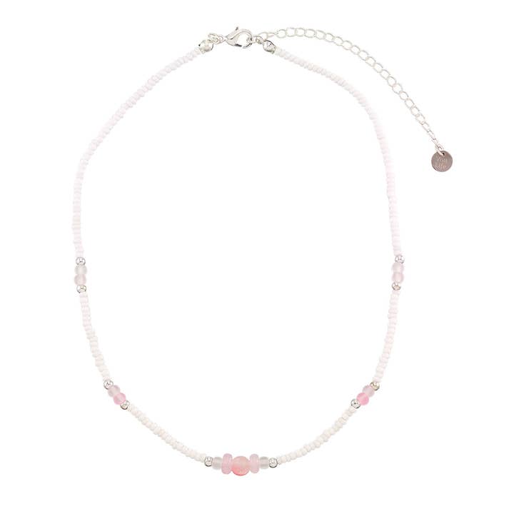 Frosted Glass Bead White Seedbead 15" Necklace-12pcs for wholesale by World End Imports Jewelry & Gifts