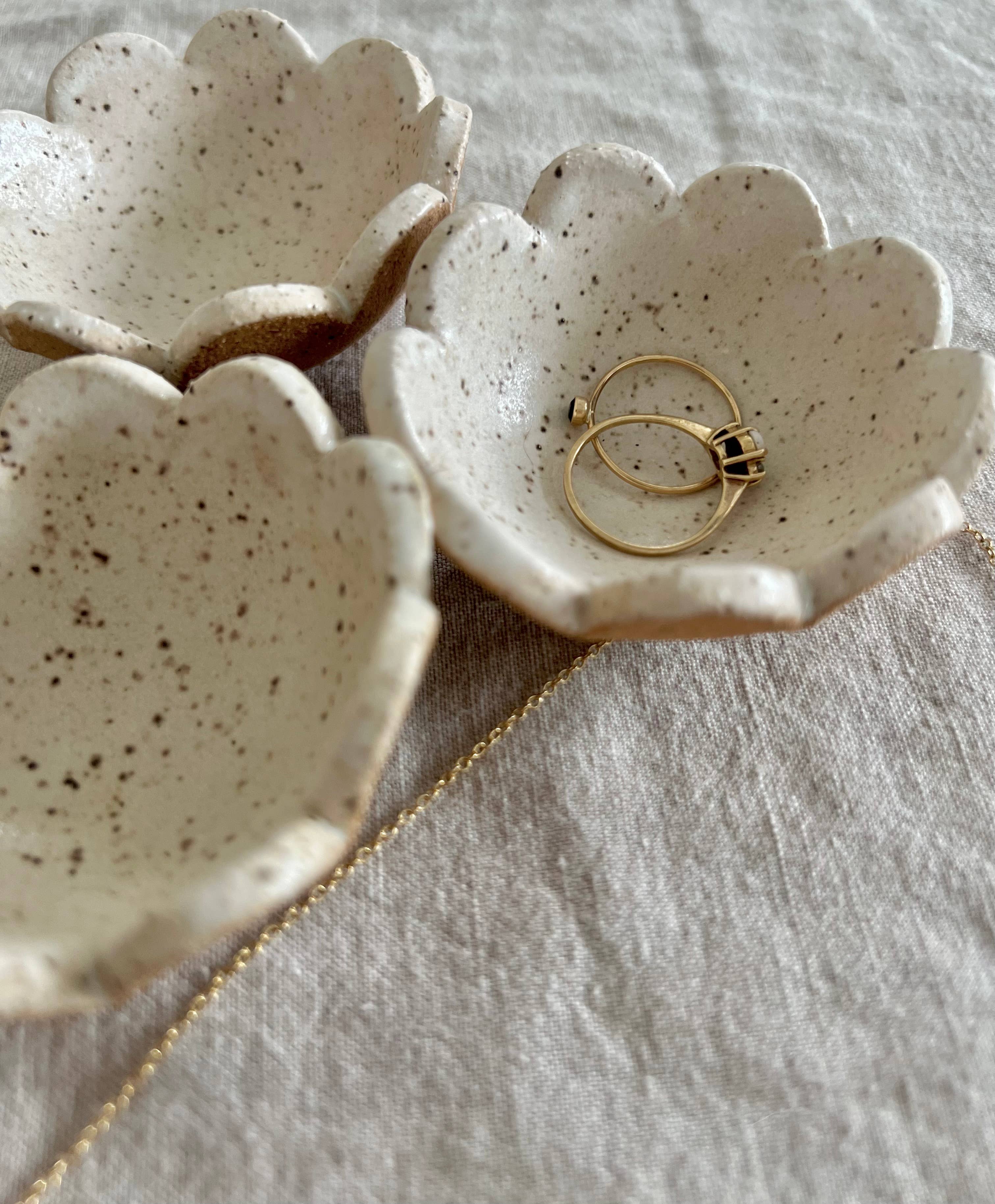 Void & Form Ceramics - Wholesale Jewelry Dish - Cream Flower Ring Dish1