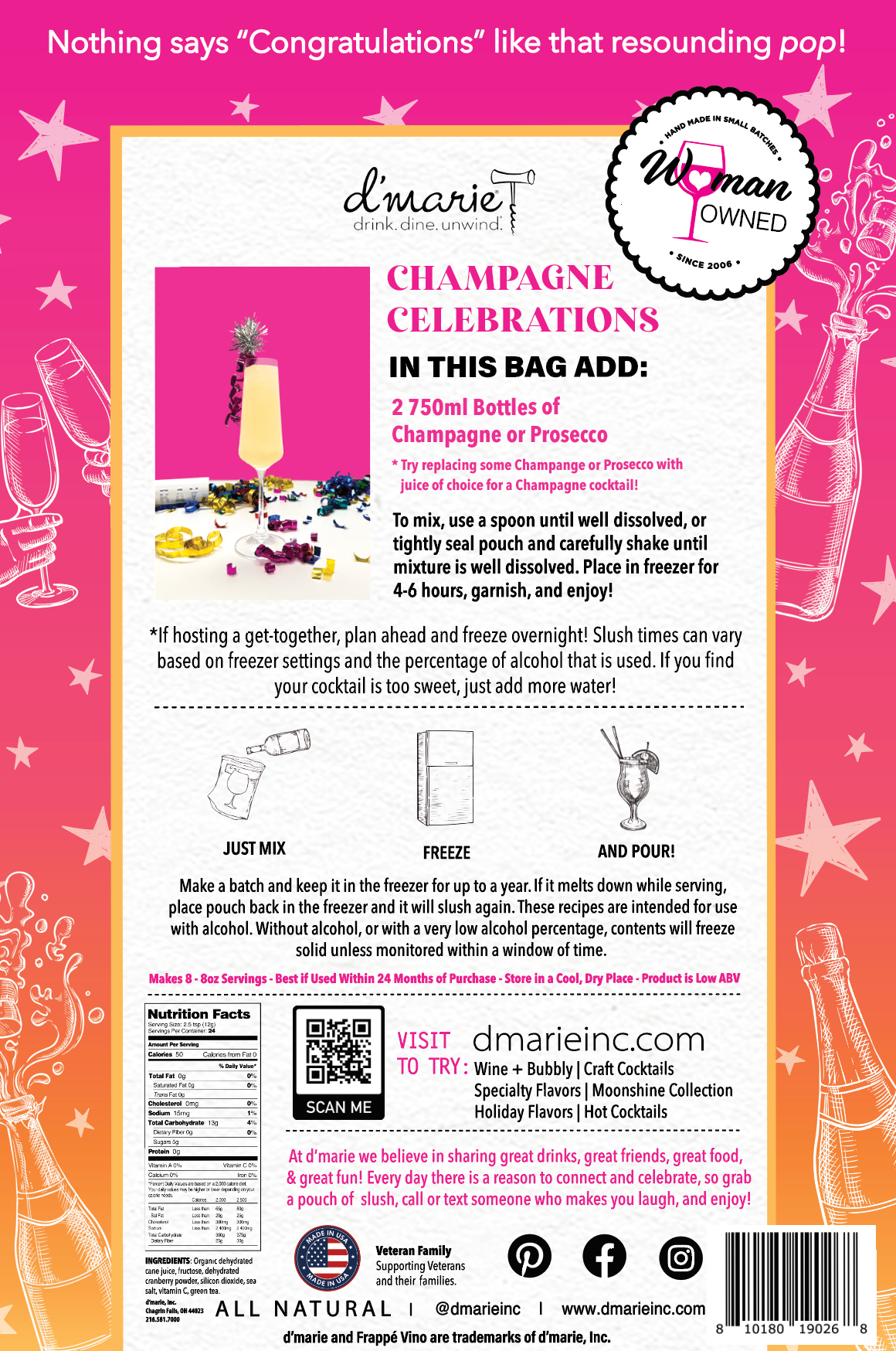 d'marie inc. - Wholesale Cocktail Mix/Syrup - Champagne Celebrations - Ready-To-Freeze Cocktail2