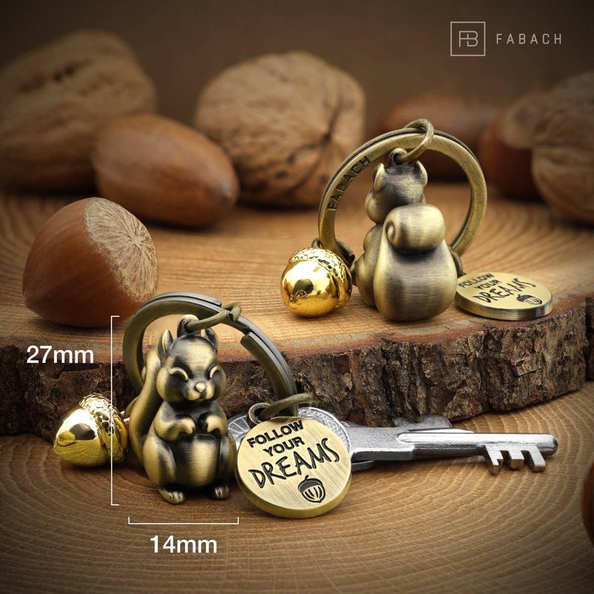FABACH – Die Schlüsselanhänger-Schmiede - Wholesale Keychain - Unisex - “Follow your Dreams” squirrel keychain “Skippy” with engraving - sweet lucky charm encouragement7