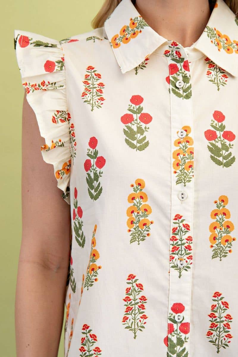 Vanilla Monkey - Wholesale Blouse - Women's - Floral Button Up Top1