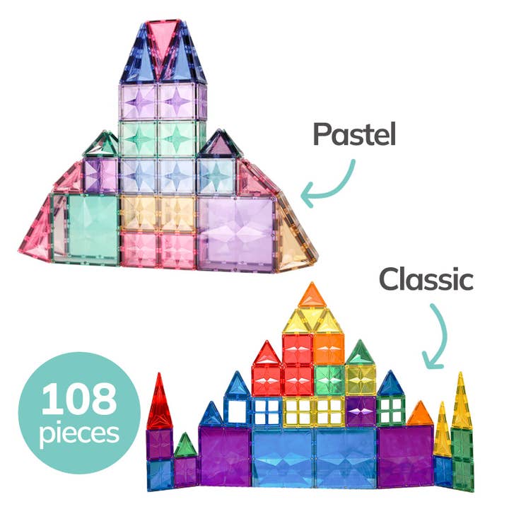 108 PCS Magnetic Tile Toy Set | Dream Castle for wholesale by MEKA