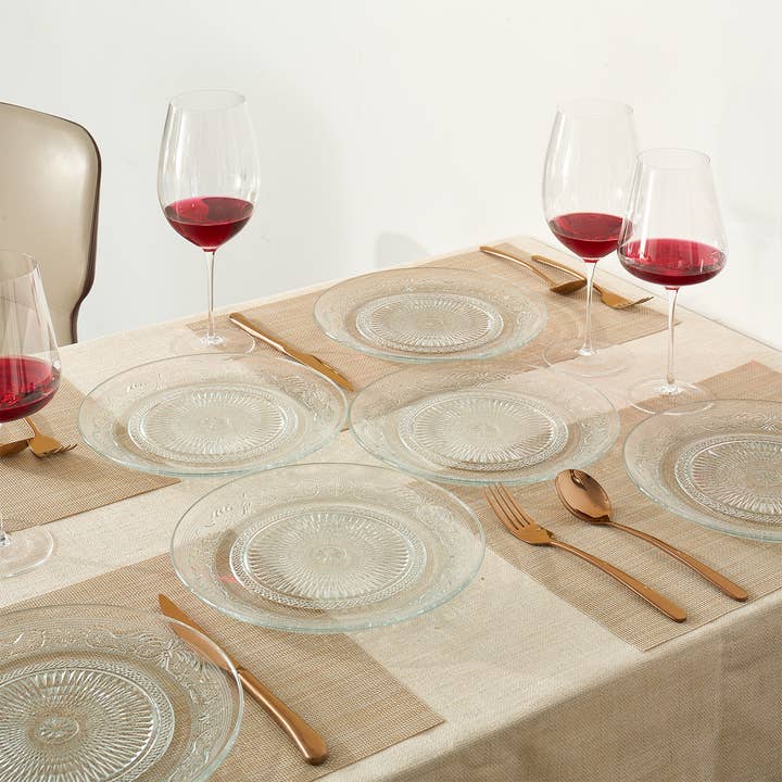 The Wine Savant / Khen Glassware - Vendita all'ingrosso Piatto - Piatti trasparenti Art Déco vintage | Set di 6 piatti