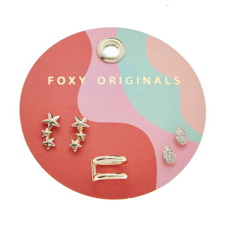 Boucles d'oreilles clous assorties étoile & manchette d'oreille | Noël 2025 pour la vente par Foxy Originals
