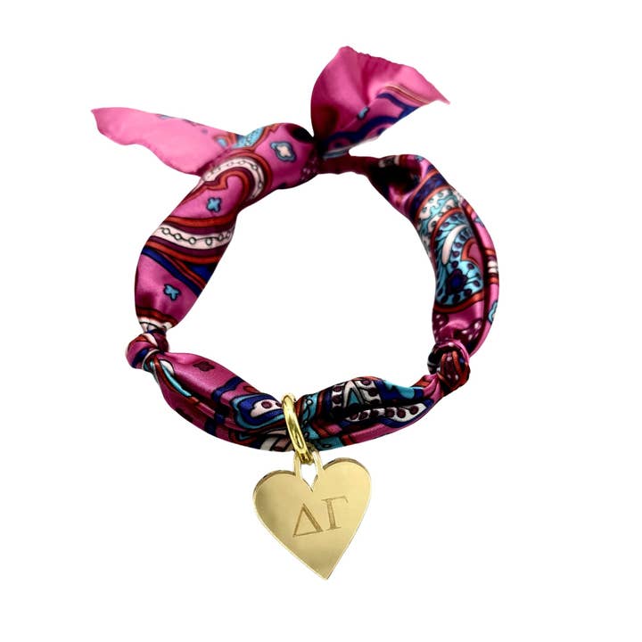 Sarahndipity Shop - Wholesale Scarf - Women's - Sorority Scarf with Engraved Greek Letter Gold Heart Charm27