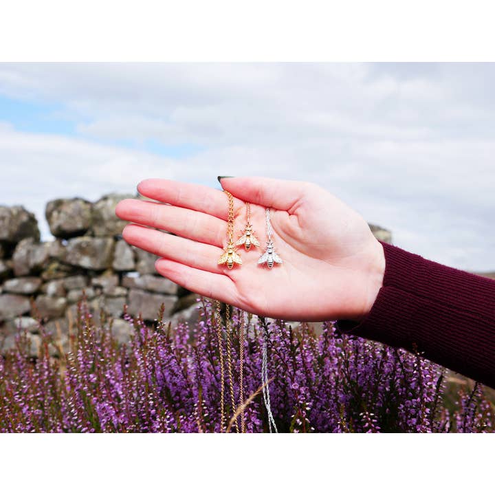 In The Heather – wholesale Pendant/charm necklace – Scottish honey bee necklace in sterling silver10