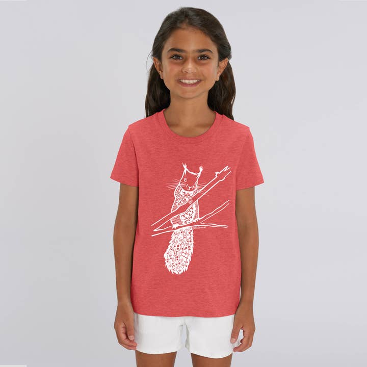 Squirrel Tee in Redmarl for wholesale by Bluelawn