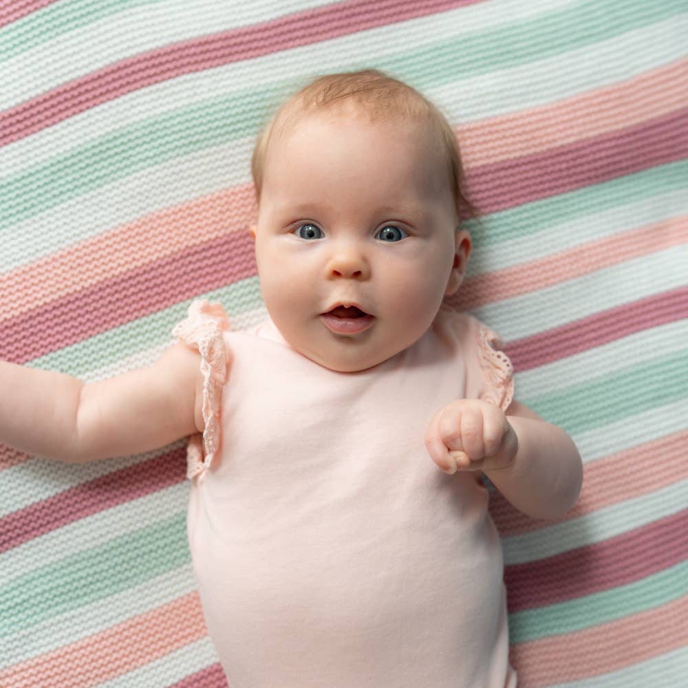 Ziggle Baby - Wholesale Bedding Blanket - Kids & Baby - Pink, White, Green Stripes Blanket2