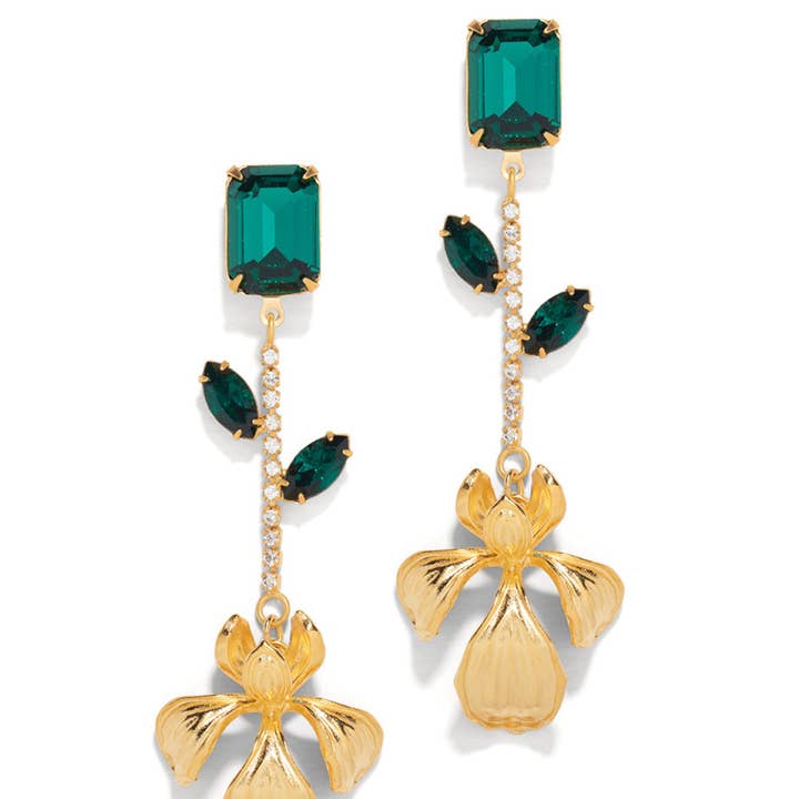 The Pink Reef Hand Sculpted Iris Earring in Emerald for wholesale by The Pink Reef