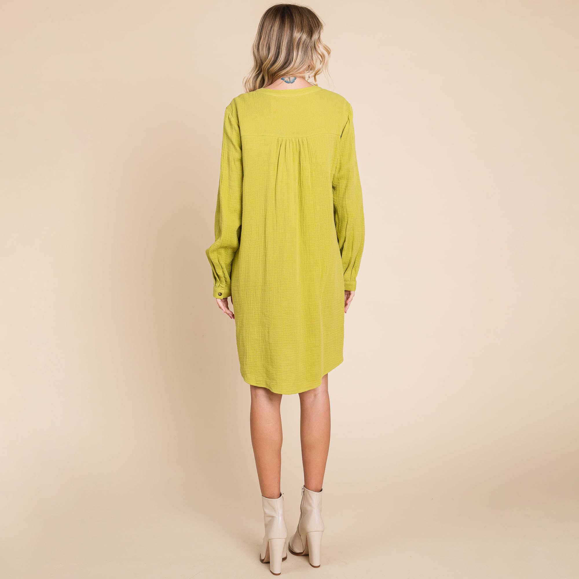 ROLYPOLY - Vente Robe – femme - Robe tunique en coton double gaze manches longues style henley20