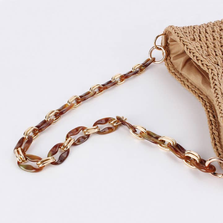 ACCITY - Wholesale Beach Bag - FASHIONABLE AND SIMPLE SOLID COLOR STRAW BAG_CWAB47025