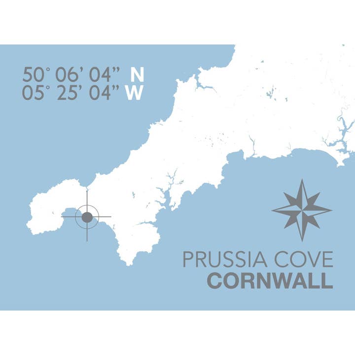 Impresión de Mapa Costero de Prussia Cove para venta al por mayor de SeaKisses