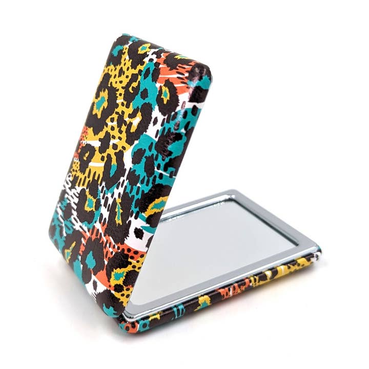 Leopardmønstret med farvet rektangulært kompakt spejl for engroshandel hos Tempest Designs