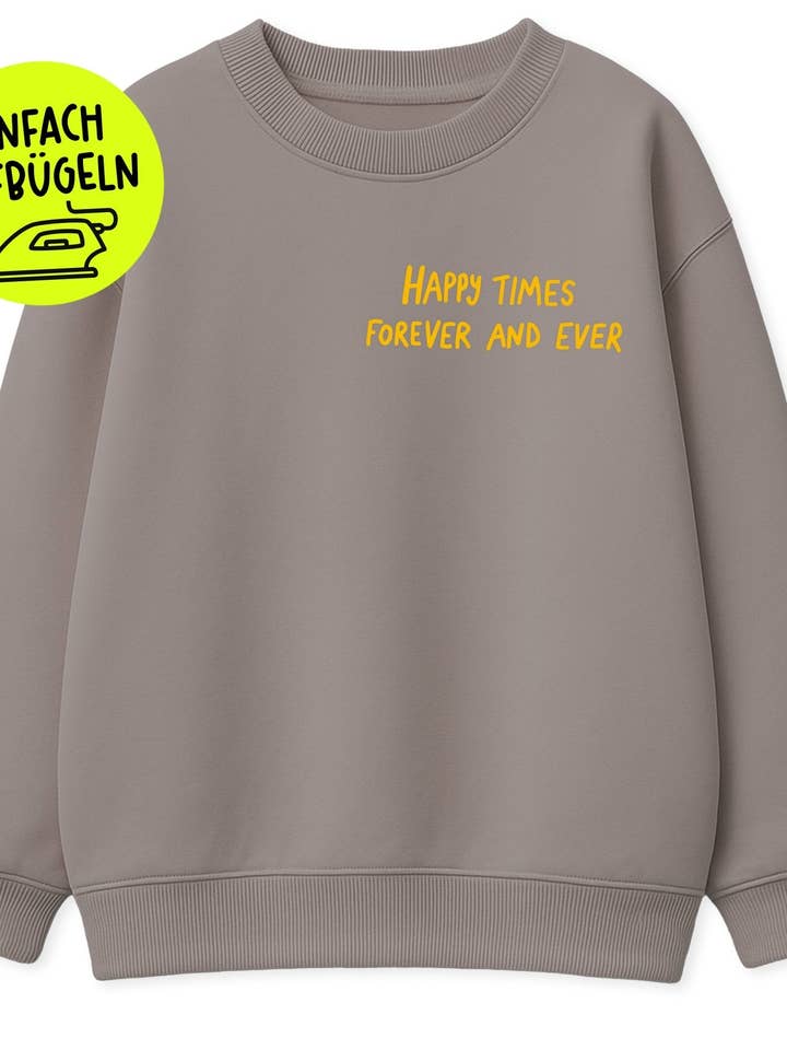 Flock Patch - happy times forever and ever *iron-on* for wholesale by Paul und Clara