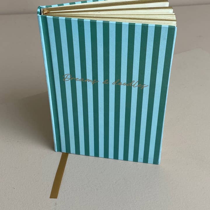 Green Stripe Dreams and Doodles Notebook for wholesale by Lisa Angel