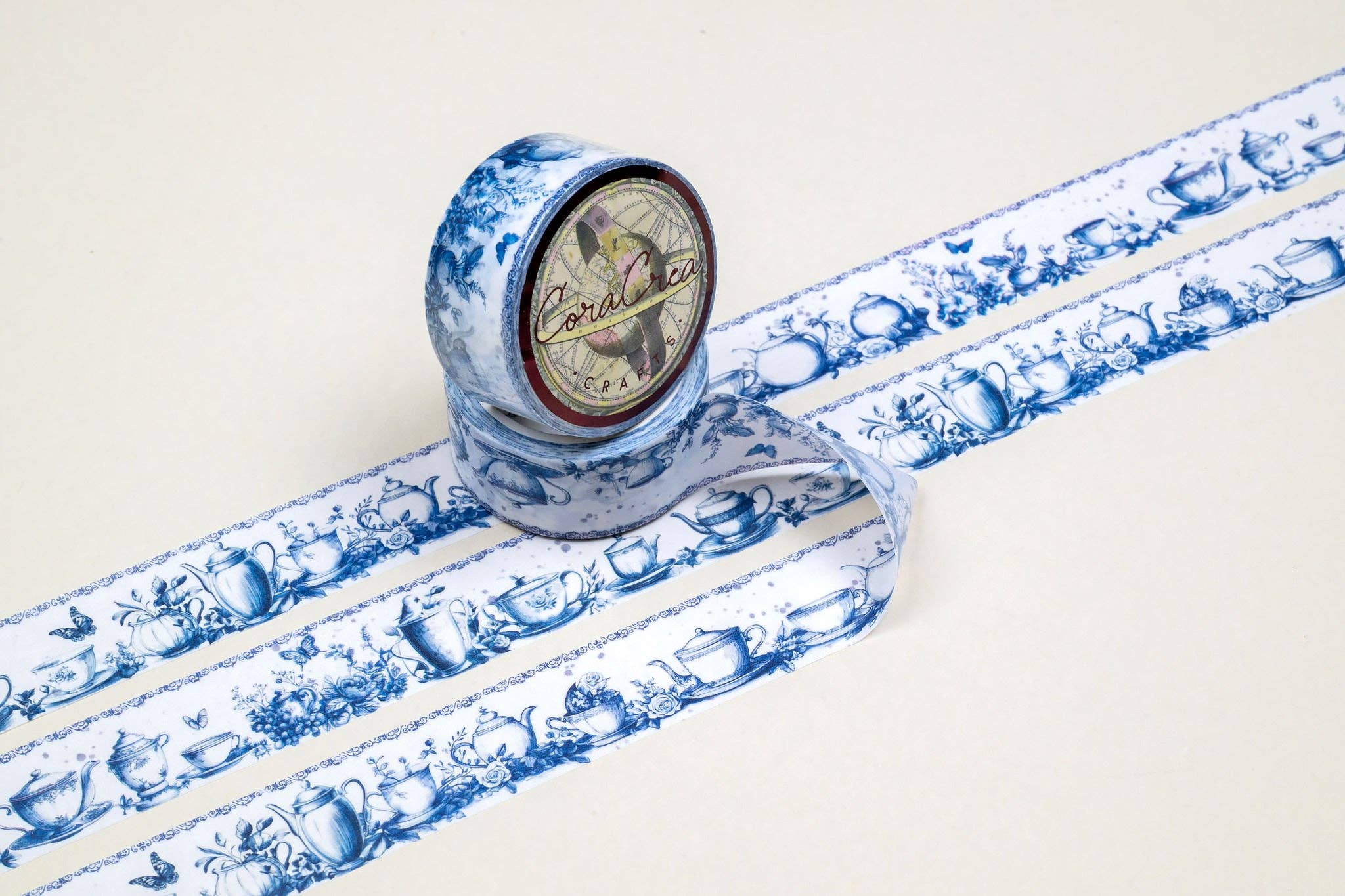 CoraCreaCrafts - Wholesale Washi Tape - Blue Tea Washi Tape0
