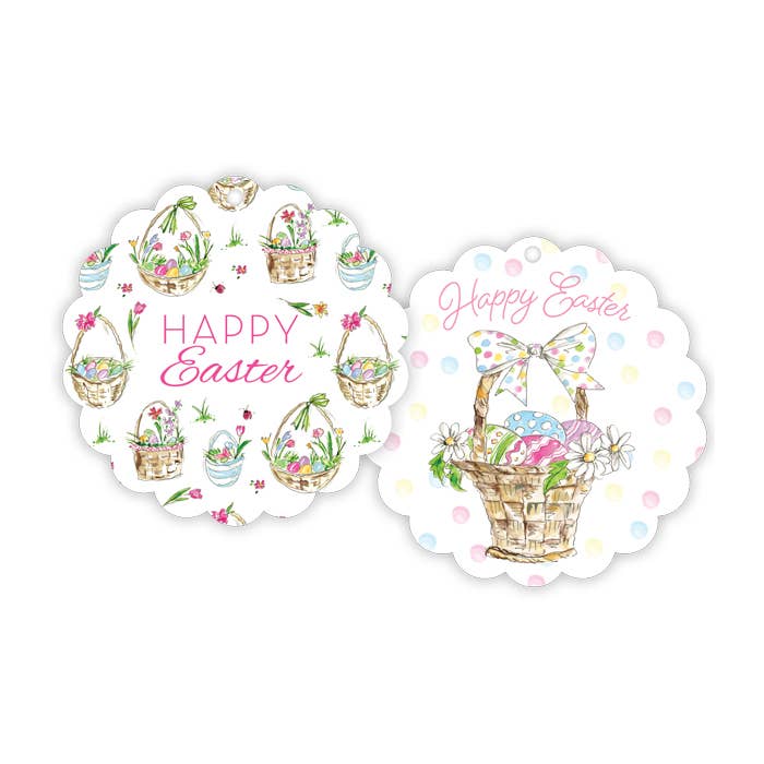 Happy Easter Baskets Scalloped Gift Tags for wholesale by RosanneBeck Collections