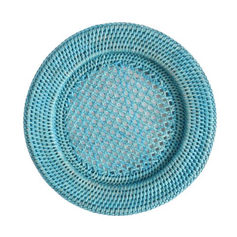 Rattan Underplate Blue for wholesale by ISHELA