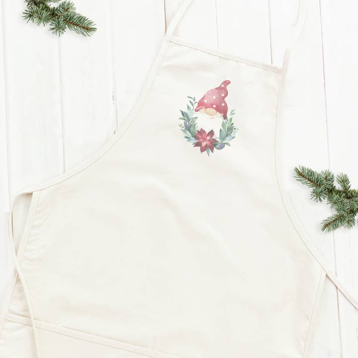 Tablier Femme - Gnome avec Poinsettia pour la vente par Indigo Tangerine