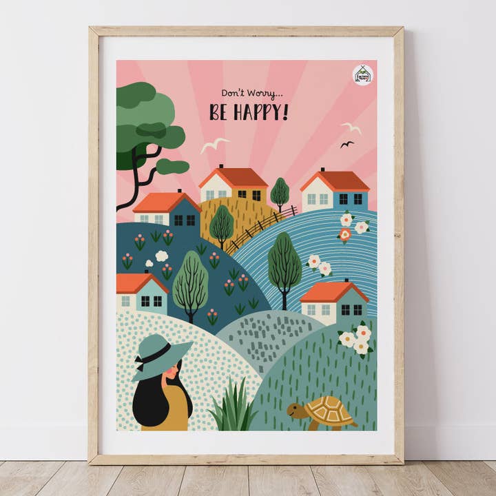 Paesaggio folk con cielo rosa per la vendita all'ingrosso da parte di Les Petits Yéyés