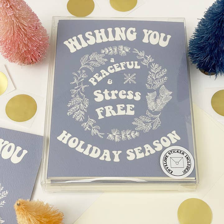 Boxed Set of 6-Peaceful and Stress Free Holiday- Blue for wholesale by drawn by water