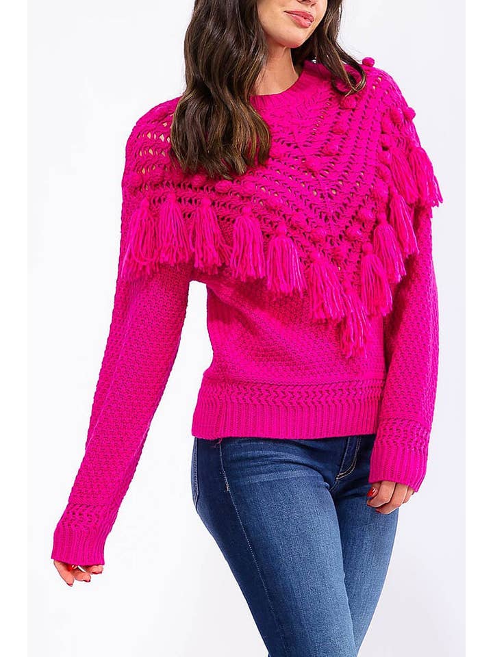 ROUSSEAU - Wholesale Knit Sweater - Women's - FRINGE DETAILED KNITTED PULLOVER SWEATER4