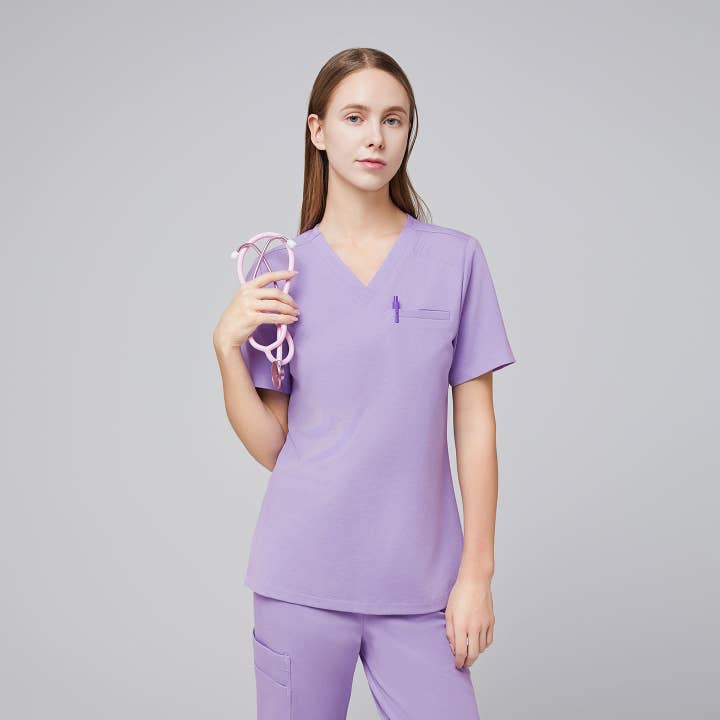 Zenir | Schouderscrubtop met V-plooien voor wholesale door ZENIR