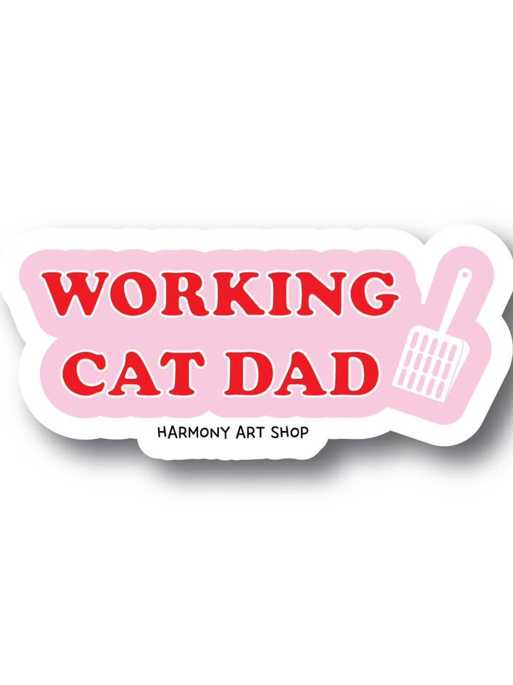 Arbetande kattpappa kattsandskopa klistermärke för wholesale av Harmony Art Shop