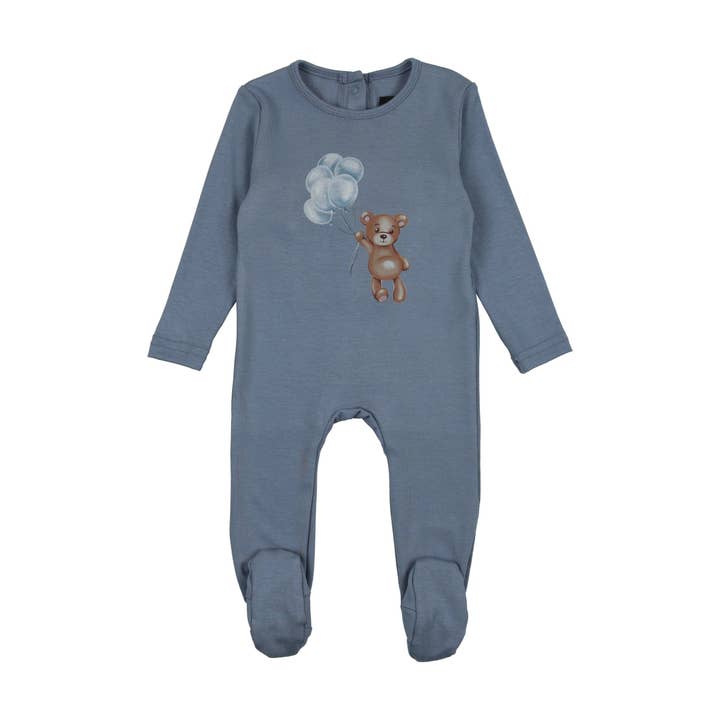 Denim Teddy Balloon Stretchie for wholesale by Cuddle and Coo