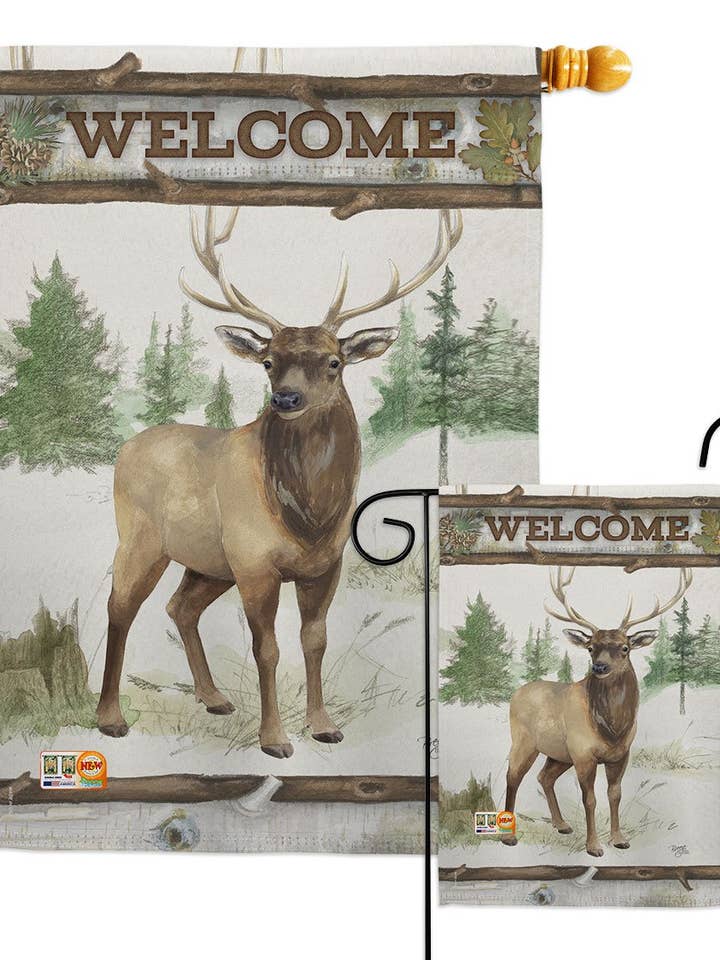 Welcome Deer Animals Wildlife Decor Flag for wholesale by Two Group Flag Co